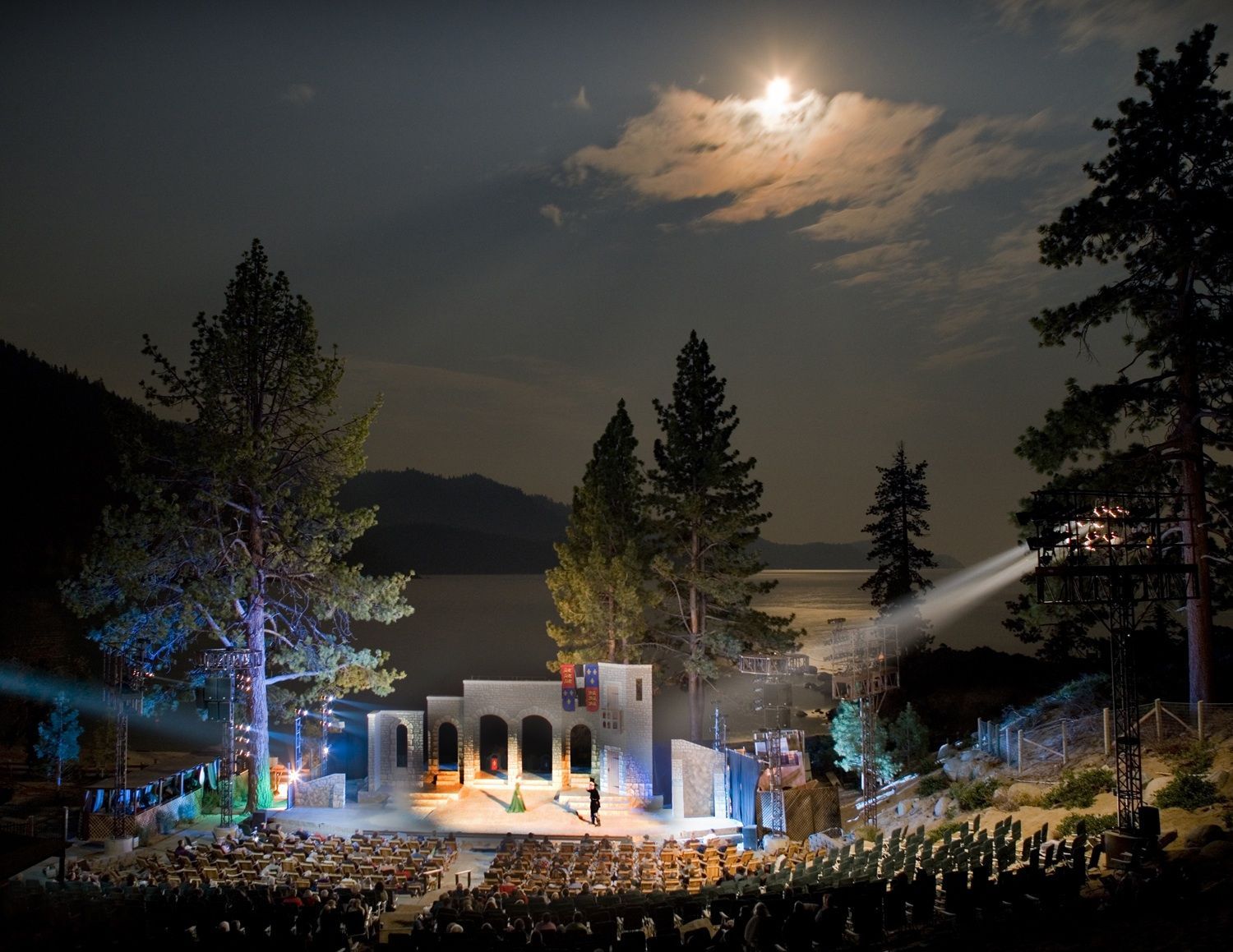 Moonlit outdoor amphitheater