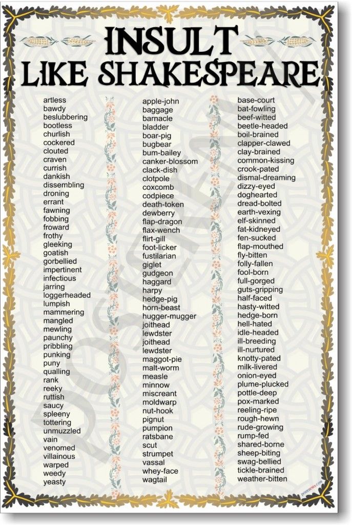 Shakespearean Insults List