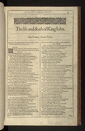 First Folio, Shakespeare