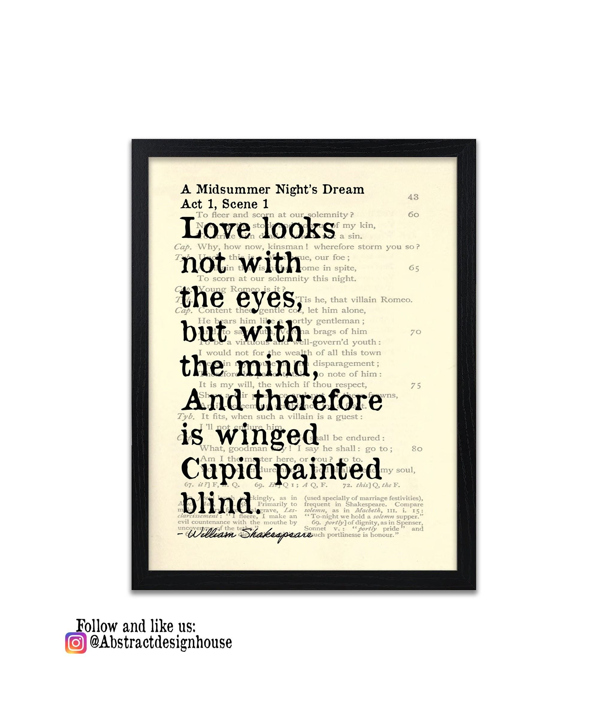 Shakespeare Quote Print - Love Quotes - Unframed - Personalised ...