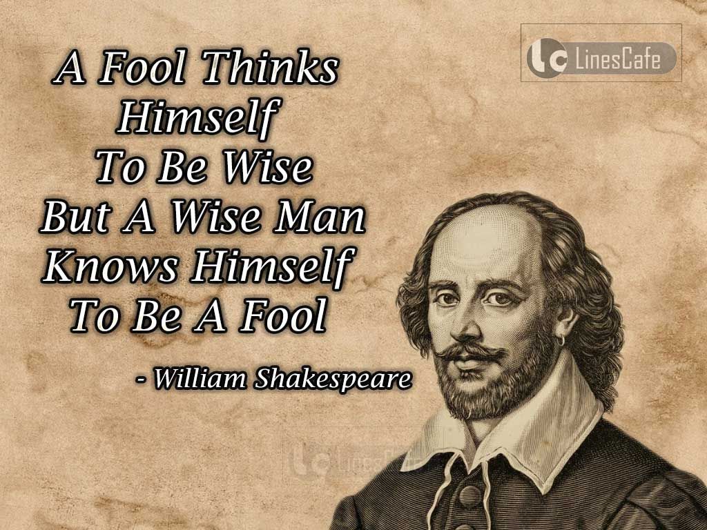 Shakespeare portrait with quote about fools and wise men