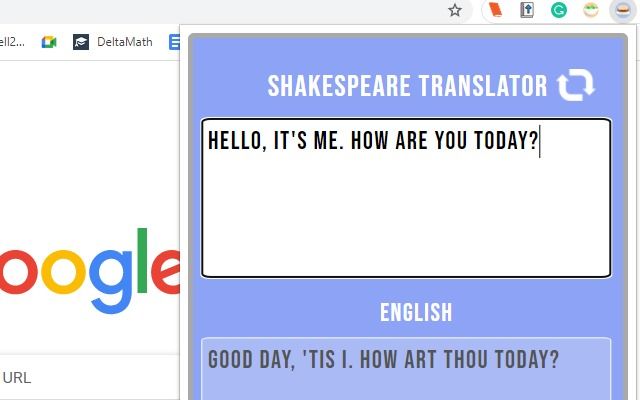 Shakespearean Translator - Chrome Web Store