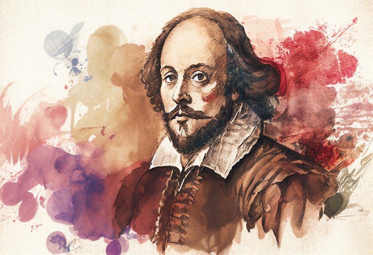 Shakespeare with Watercolor Splashes