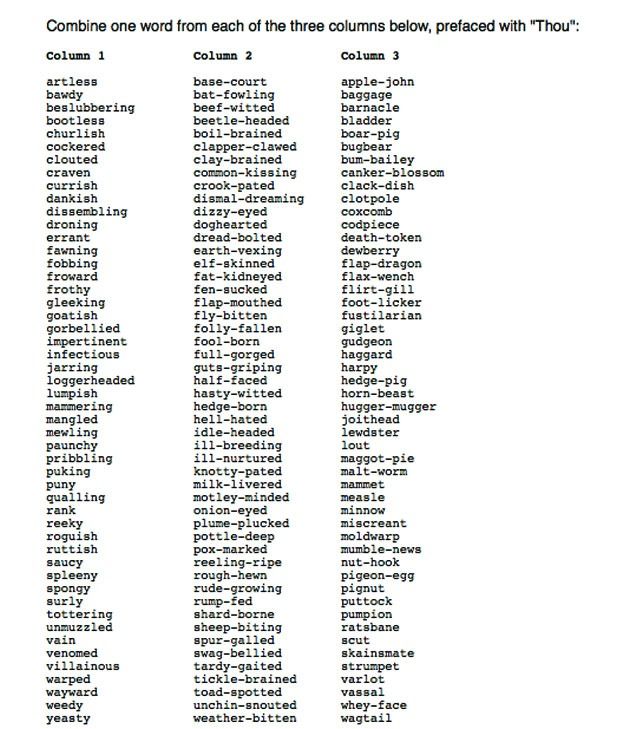 Shakespearean Insults - Aunt Peaches